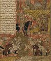 Balami - Tarikhnama - Babak parleys with the Afshin Haydar, the Caliph al-Mu'tasim's general (cropped)