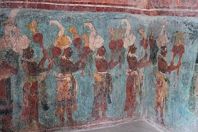 Bonampak, Temple of the Murals, musicians (14179847567)