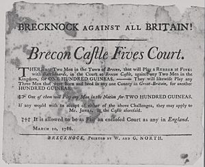 Brecknock against all Britain! Brecon Castle Fives Court 1786