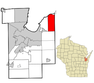 Brown County Wisconsin incorporated and unincorporated areas Green Bay town highlighted