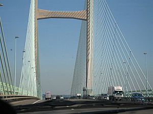 Cable-stayed bridge, looking East - geograph.org.uk - 412520