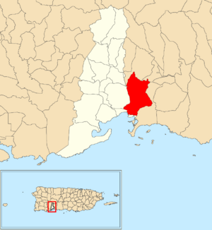 Location of Cedro within the municipality of Guayanilla shown in red