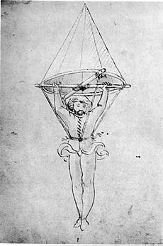 Conical Parachute, 1470s, British Museum Add. MSS 34,113, fol. 200v