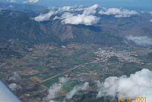 Aerial view of Constanza, a mountain town located in the Cibao region.