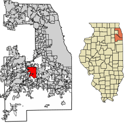 Location of Homer Glen in Will County, Illinois.