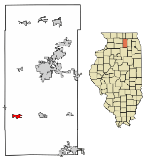 Location of Shabbona in DeKalb County, Illinois.