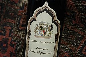 Detail of label of Conti de Salis-Soglio Amarone della Valpolicella, 2007