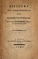 Discours sur l'organisation des Gardes nationales