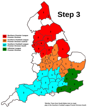 Division of Level 7 teams by English Counties (2022–23)