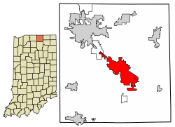 Location of Goshen in Elkhart County, Indiana.
