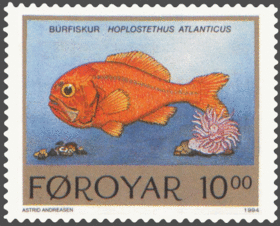Faroe stamp 251 orange roughy (hoplostethus atlanticus)