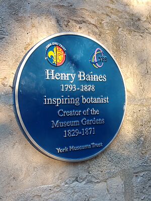 Henry Baines (botanist) plaque