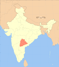 India Telangana locator map
