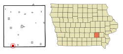 Location of Hedrick, Iowa