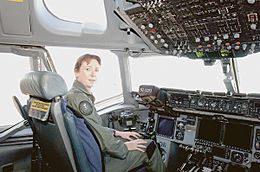 Linda Corbould on the flight deck of a C-17 aircraft.jpg