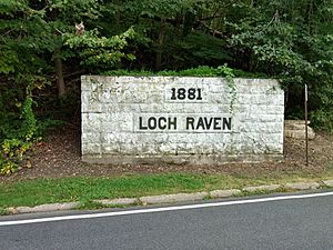 Loch Raven Reservoir, stone structure, alongside Loch Raven Drive, near the 1881 dam