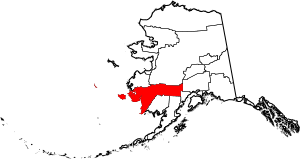 Map of Alaska highlighting Bethel Census Area