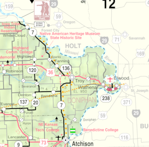 KDOT map of Doniphan County (legend)
