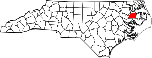 Map of North Carolina highlighting Washington County
