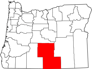 Map of Oregon highlighting Lake County