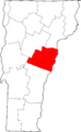 Map of Vermont highlighting Orange County