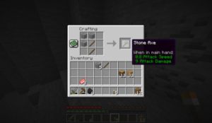 Minecraft - Crafting a stone axe screenshot