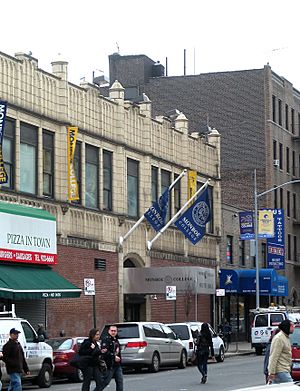 Looking south across Fordham Road and along Walton Avenue at Monroe College