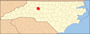 North Carolina Map Highlighting Davie County