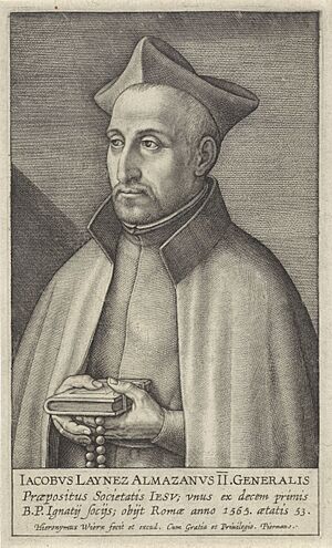 Portret van de jezuïet Jacobus Laynez Portretten van generaal oversten van de jezuïeten (serietitel) Effigies præpositorvm generalivm societatis Iesv (serietitel), RP-P-1910-4016