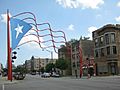 Puerto Rican metal flag at Division Street, Humboldt Park, Chicago, US