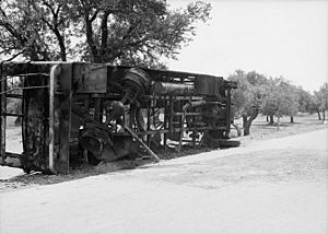 Remains of a burnt Jewish passenger bus, Result of terrorist acts