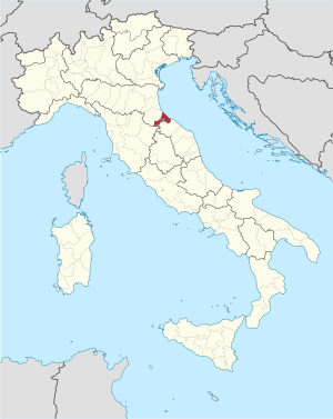 Map with the province of Rimini in Italy