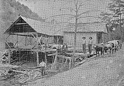 Sawmill in Subligna, circa 1900