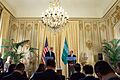 Secretary Kerry Listens As Saudi Foreign Minister al-Jubeir Announces During Paris News Conference That Yemen Cease Fire Will Begin Tuesday (17427072602)