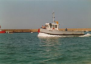 The Puffin, a Commissioners of Irish Lights workboat based out of Dún Laoghaire harbour, Dublin
