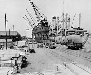 Trucks are loaded at the U.S. section of the Antwerp docks