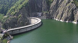 Vidraru Lake and Dam in northern Argeș County