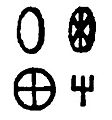 Wheel symbols in Egyptian temples and wheel and trisula on Ptolemaic tombstones
