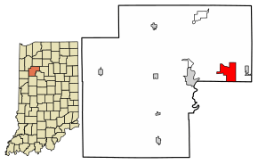 Location of Idaville in White County, Indiana.