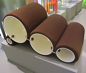" 12 - ITALY - Tube Chair Flexform - brown bicolor armchair Triennale Design Museum - Joe Colombo