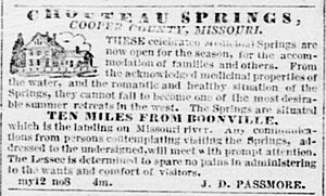 1855 Ad for Chouteau Springs Boonville Weekly Observer July7 v16n16p1