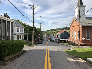 2020-05-29 18 34 07 View north along Maryland State Route 858 (Main Street) at Rohrersville School Road in Rohrersville, Washington County, Maryland
