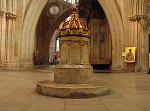 Baptismal Font, Wells Cathedral - geograph.org.uk - 630565 adjusted