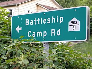 Community sign, Battleship, West Virginia