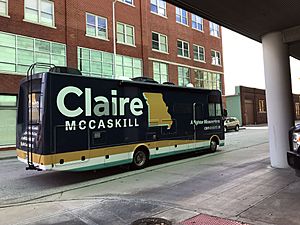 Claire McCaskill campaign bus at the Star