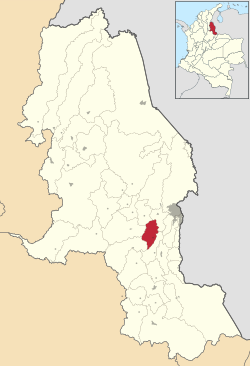 Location of Durania in Norte de Santander, Colombia
