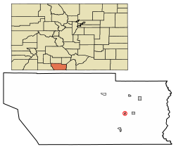 Location of Romeo in Conejos County, Colorado.