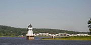 Doubling Point Light Maine with bridge