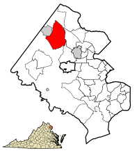 Location of Reston in Fairfax County, Virginia
