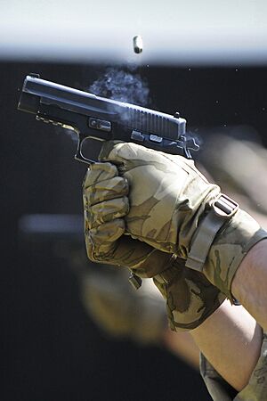 Firing a Sig Sauer P226 Handgun MOD 45156988